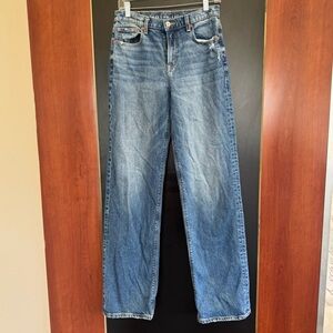 American Eagle Stovepipe Jeans Long inseam 34.5 Medium Wash Size 2 Straight Leg